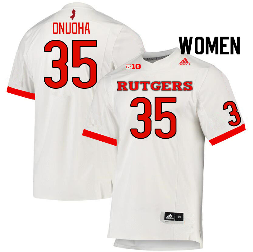 Women #35 David Onuoha Rutgers Scarlet Knights College Football Jerseys Stitched Sale-White - Click Image to Close